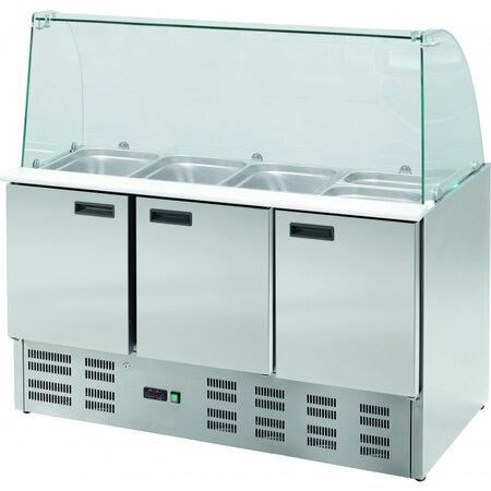 Saladette réfrigérée vitrée 3 portes et 16 x gn 1/4 - stalgast - r600a