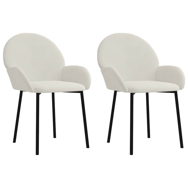 vidaXL Chaises à manger lot de 2 Crème Velours