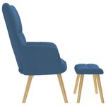 vidaXL Chaise de relaxation avec repose-pied Bleu Tissu