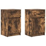 vidaXL Tables de chevet 2 Pièces chêne fumé 39x35x65 cm bois d'ingénierie