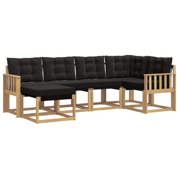vidaXL Ensemble de canapés d'extérieur 6 pc Blanc et noir