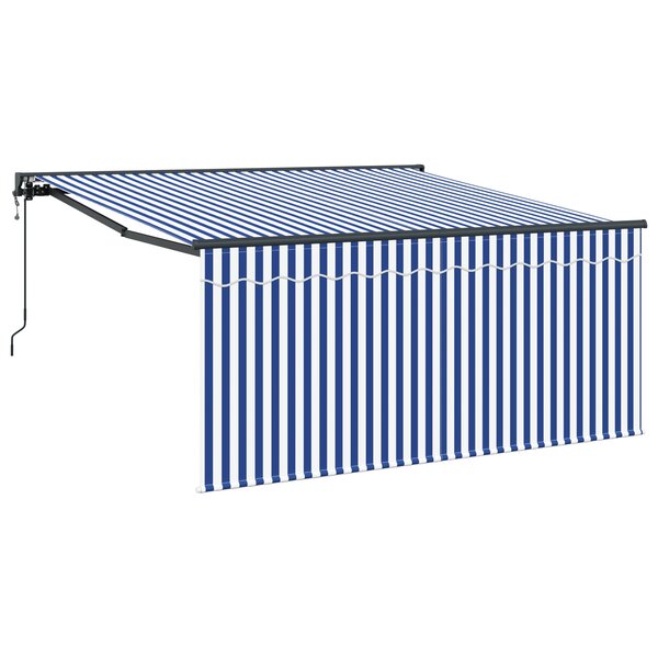 vidaXL Auvent Rétractable Rayé bleu et blanc 350 x 250 cm Tissu