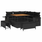 vidaXL Ensemble de canapé de jardin avec coussin 8 Pièces Noir polyrotin