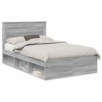 vidaXL Cadre de lit Gris Sonoma 120 x 200 cm Pin massif