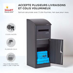 Boîte à colis Extra-Large Noir 1 porte Couvercle incliné Acier galvanisé SMART PARCEL BOX™