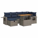 vidaXL Salon de jardin avec coussins 7 Pièces noir résine tressée acacia