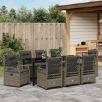 vidaXL Ensemble de salle à manger pour jardin 9 Pièces Gris polyrotin