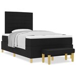 vidaXL Lit à Ressorts avec Matelas & Banc Noir 120x190 cm Tissu