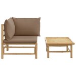 vidaXL Salon de jardin 2 Pièces avec coussins taupe bambou