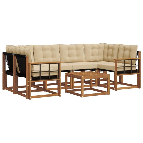 vidaXL Ensemble de canapés d'extérieur 7 pc Naturel et Beige