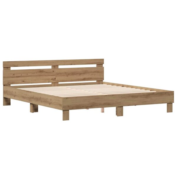 vidaXL Cadre de lit Chêne artisanal 180 x 200 cm Bois d'ingénierie