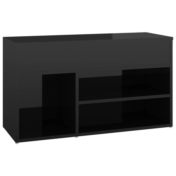 vidaXL Banc à chaussures Noir brillant 80x30x45 cm Aggloméré