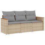 vidaXL Salon de jardin avec coussins 3 Pièces beige résine tressée