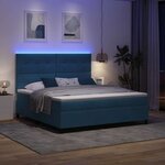 vidaXL Lit à ressort LED avec matelas Bleu foncé 180 x 200 cm tissu