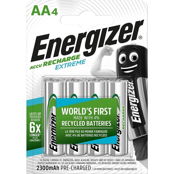 Blister de 4 Accus Piles rechargeables HR6 Extreme AA 2300mah ENERGIZER