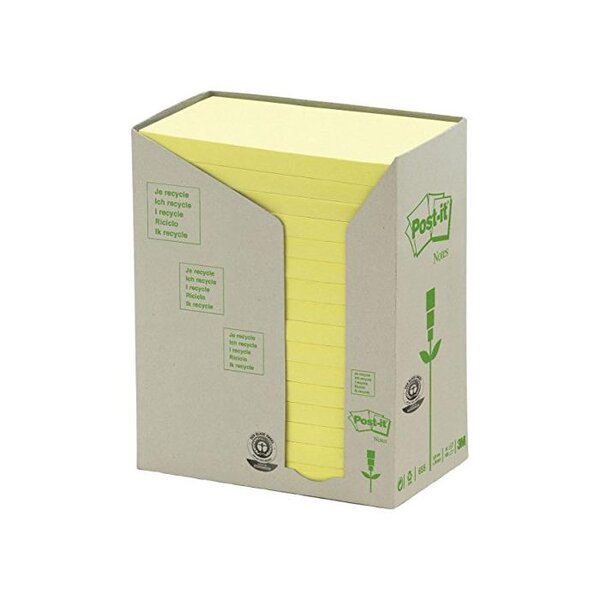 Tour de 16 bloc-notes adhésif recyclable  127x76 mm  jaune POST-IT