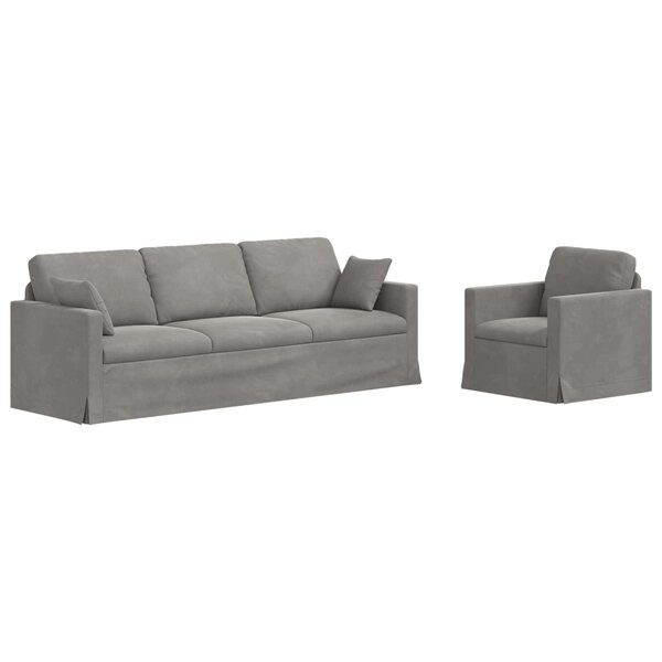 vidaXL Ensemble de Canapés 2 Pièces Gris clair 228 x 78 x 80 cm Velours