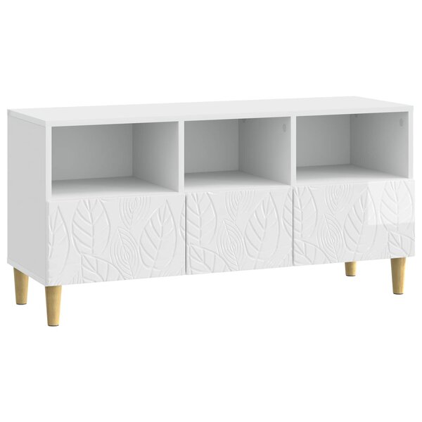 vidaXL Meuble TV 102 x 34 5 x 50 cm Blanc brillant Bois d'ingénierie