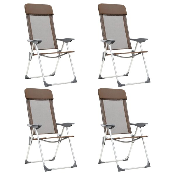 vidaXL Chaises de camping pliables lot de 4 Marron Aluminium