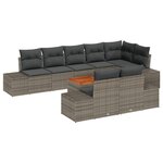 vidaXL Ensemble de Canapé de Jardin 9 Pièces avec Coussins Gris Poly Rattan Acacia