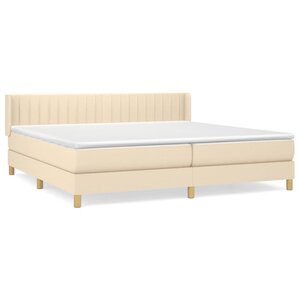vidaXL Sommier à lattes de lit avec matelas Crème 200x200 cm Tissu