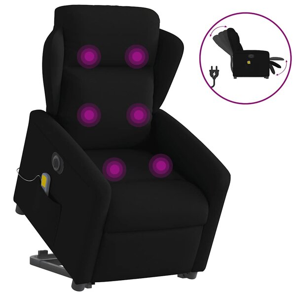 vidaXL Fauteuil inclinable de massage électrique Noir Tissu
