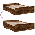 vidaXL Cadre de lit avec tiroirs sans matelas chêne fumé 120x190 cm