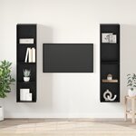 vidaXL Meuble TV mural avec étagère avec stockage 4 Pièces Chêne Noir 37 x 37 x 72 cm