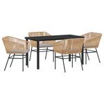 vidaXL Set de salle à manger de jardin 5 pièces avec coussins en poly rattan marron.