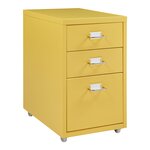 Caisson de bureau armoire meuble de rangement à roulettes acier 48 x 28 x 41 cm jaune 03_0009119