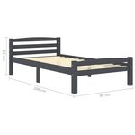 Vidaxl cadre de lit gris foncé bois de pin massif 90x200 cm