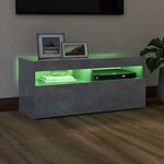 vidaXL Meuble TV avec lumières LED gris béton 90x35x40 cm
