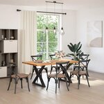 vidaXL Table à manger avec bord vivant 180x100x74 cm bois massif chêne