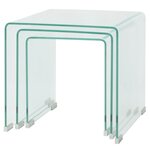 vidaXL Ensemble de tables gigognes 3 Pièces Verre trempé Transparent