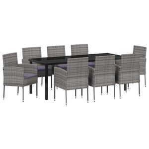 vidaXL Ensemble de salle à manger pour jardin 9 Pièces Gris polyrotin