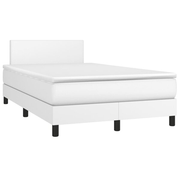 vidaXL Sommier à lattes de lit avec matelas blanc 120x190cm similicuir