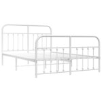 vidaXL Cadre de lit métal sans matelas et pied de lit blanc 150x200 cm