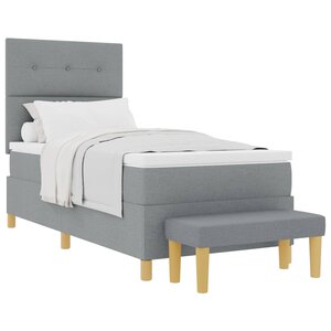 vidaXL Lit à ressorts avec matelas Gris clair 90 x 190 cm tissu