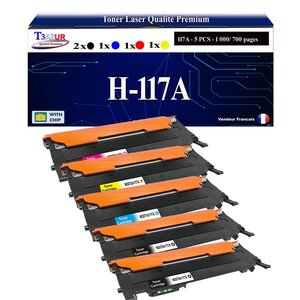T3AZUR -5x Toners compatibles avec HP W2070A W2071A W2072A W2073A (117A) pour HP Color Laser 150a 150nw 178nw 178nwg 179fnw 179fwg