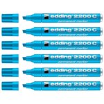 Marqueur Permanent 2200C Corps Alu Pointe Biseau Bleu clair 1-5 mm x 6 EDDING