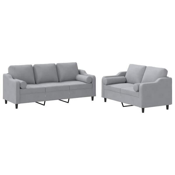 vidaXL Ensemble de canapés 2 Pièces coussins gris clair tissu