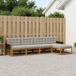 vidaXL Ensemble de canapés d'extérieur 5 Pièces Naturel et Gris clair
