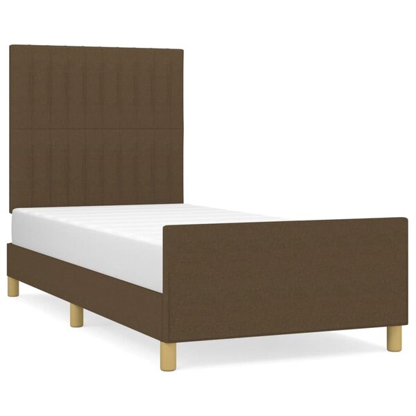 vidaXL Cadre de lit avec tête de lit marron foncé 100x200 cm Tissu