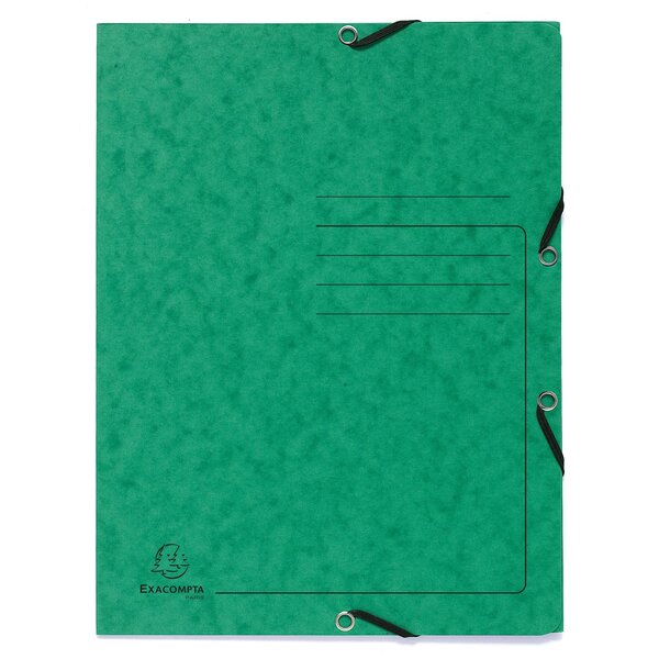 Chemise À Élastique 3 Rabats Carte Lustrée 355gm2 - A4 - Vert - Exacompta