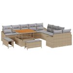 vidaXL Ensemble de canapé de jardin 13 Pièces Beige Poly rotin