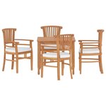 vidaXL Ensemble à manger de jardin 5 Pièces Bois de teck massif