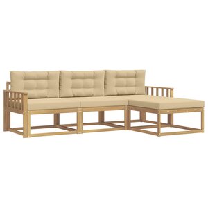 vidaXL Ensemble de canapés d'extérieur 4 Pièces Blanc et Beige Polyester