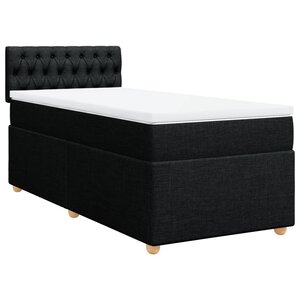 vidaXL Sommier à lattes de lit avec matelas Noir 90x200 cm Tissu