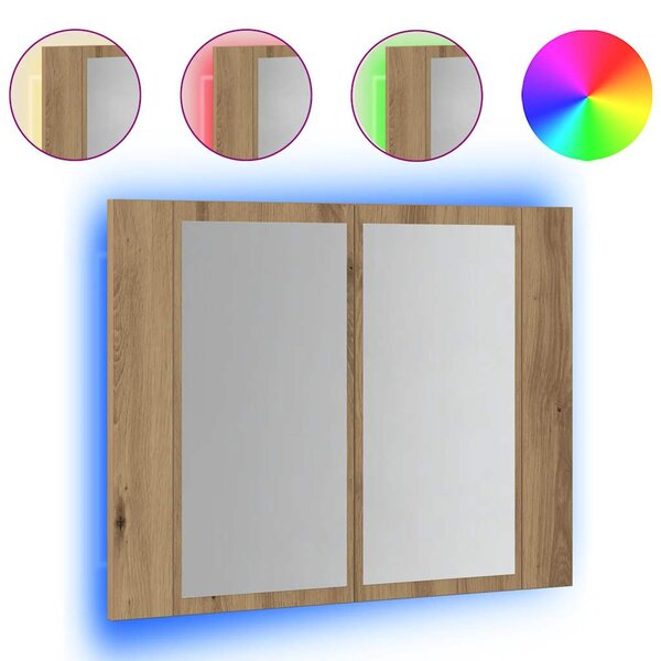 vidaXL Armoire à miroir LED chêne artisanal 60x12x45cm bois ingénierie