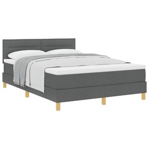 vidaXL Lit à ressorts avec coussin Gris foncé 140 x 190 cm tissu